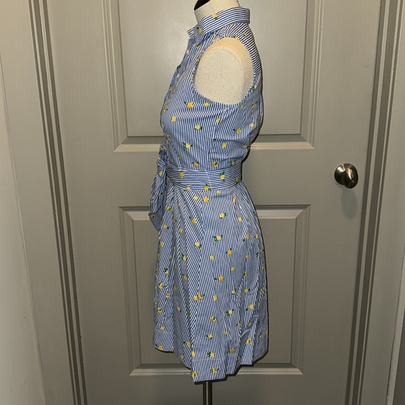 JCrew Factory lemon print striped shirt dress size 00P - Picture 4 of 8